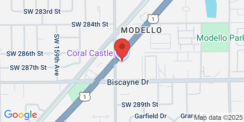 Map showing location of Coral Castle Museum