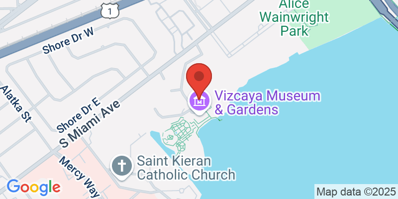 Map showing location of Vizcaya Museum and Gardens
