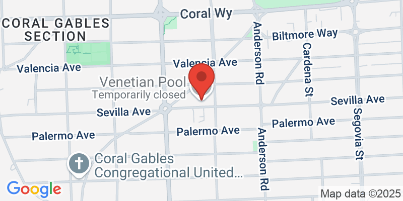 Map showing location of Venetian Pool Swim