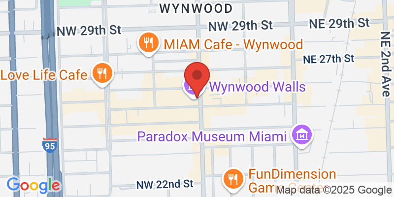 Map showing location of Wynwood Walls Street Art Walk