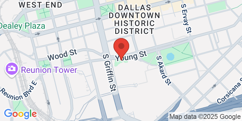 Map showing location of Pioneer Plaza Cattle Drive Sculptures