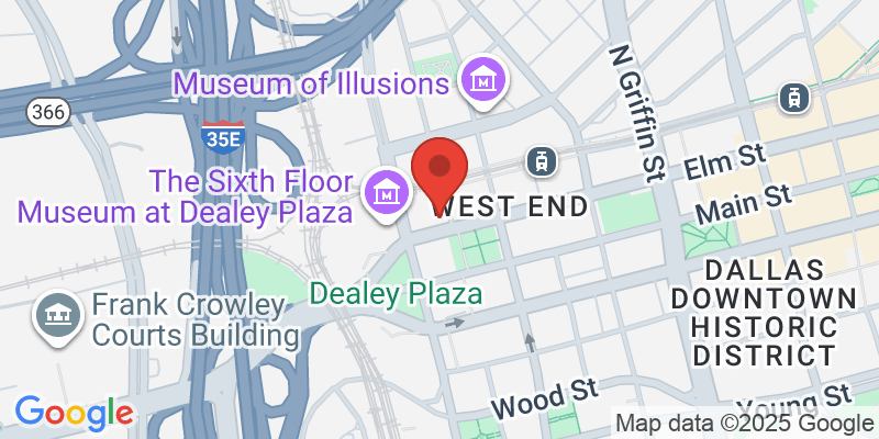 Map showing location of The Sixth Floor Museum at Dealey Plaza