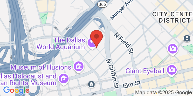 Map showing location of Dallas World Aquarium