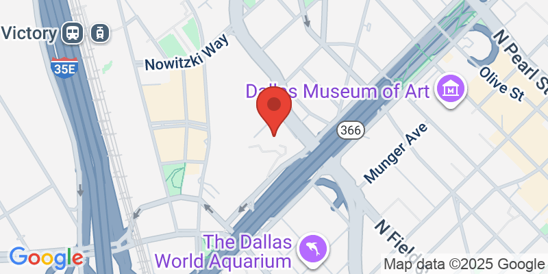 Map showing location of Perot Museum of Nature and Science