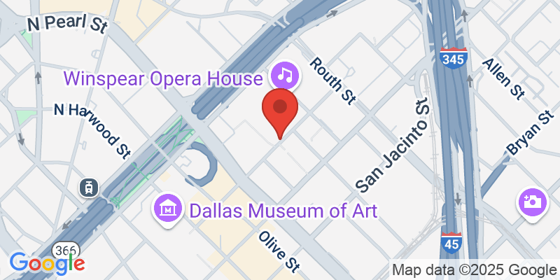 Map showing location of Dallas Symphony at Meyerson Center