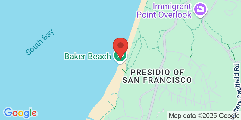 Map showing location of Baker Beach Relaxation
