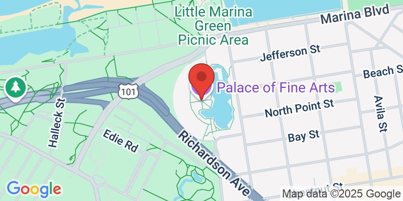 Map showing location of Palace of Fine Arts Walk