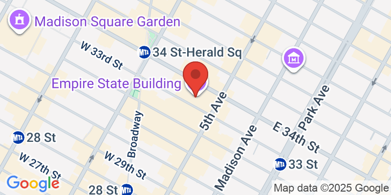 Map showing location of VR World NYC Arcade Adventure