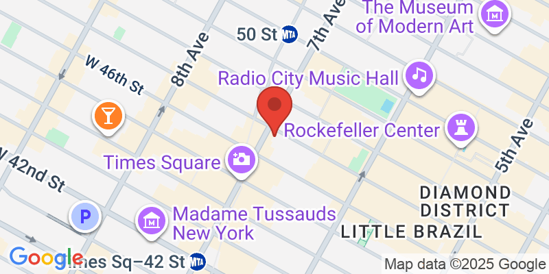 Map showing location of Broadway Show