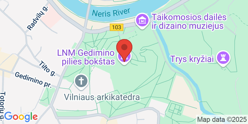 Map showing location of Gediminas Castle Tower