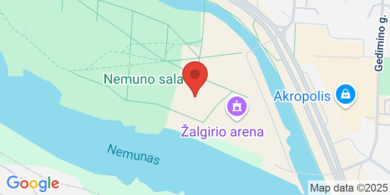 Map showing location of Zalgirio Arena Swimming Pool