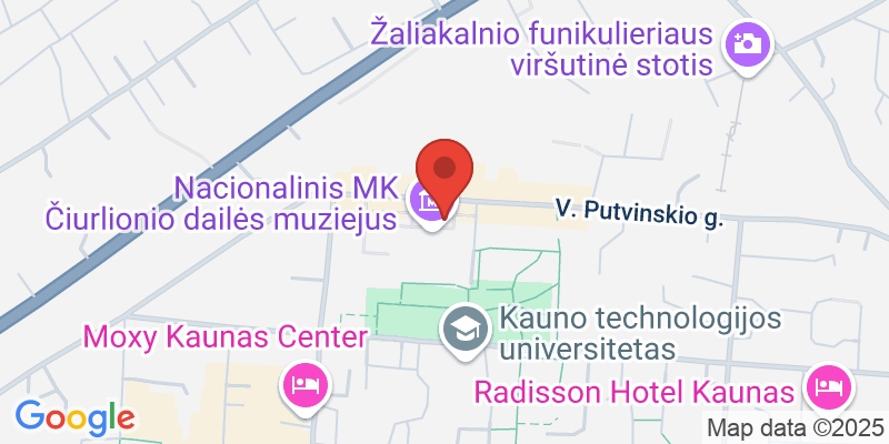 Map showing location of Nacionalinis M. K. Čiurlionio dailės muziejus